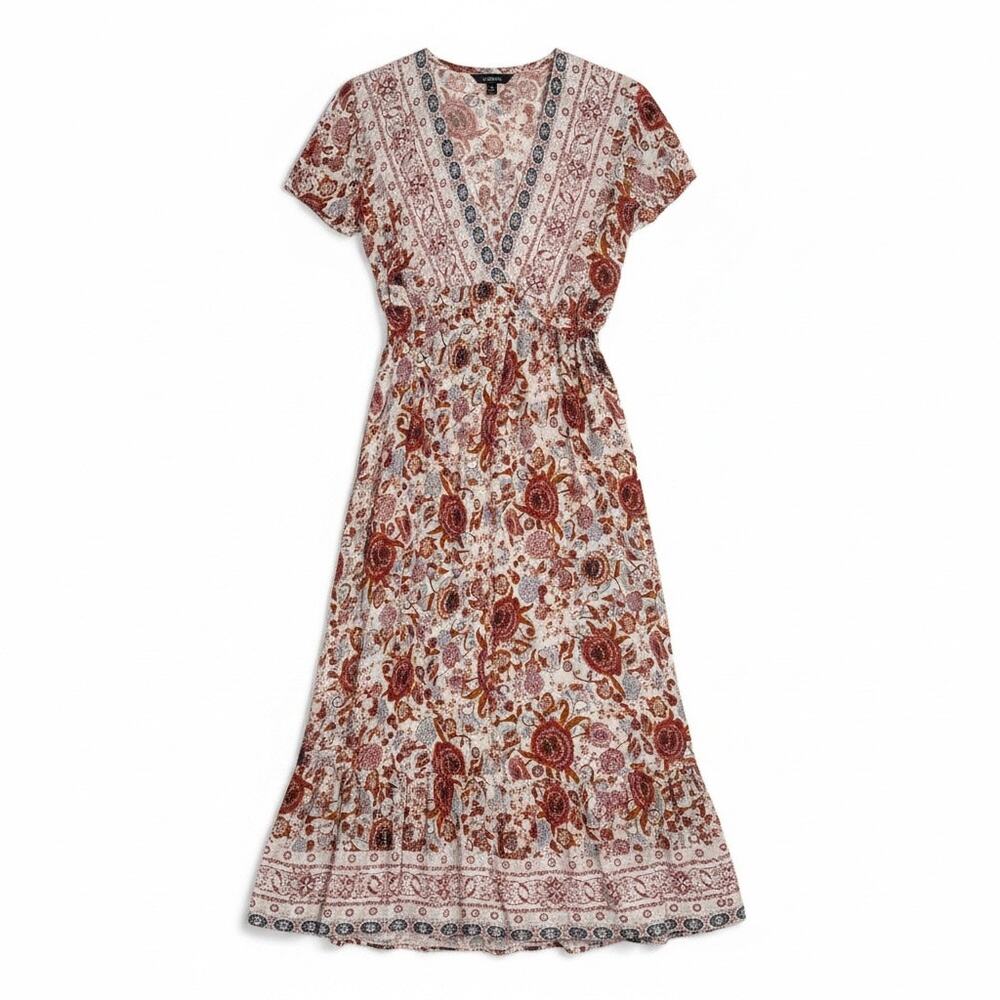 Zesica Sz L Wrap Dress Versatile Adjustable Peach multicolor lightweight | EUC